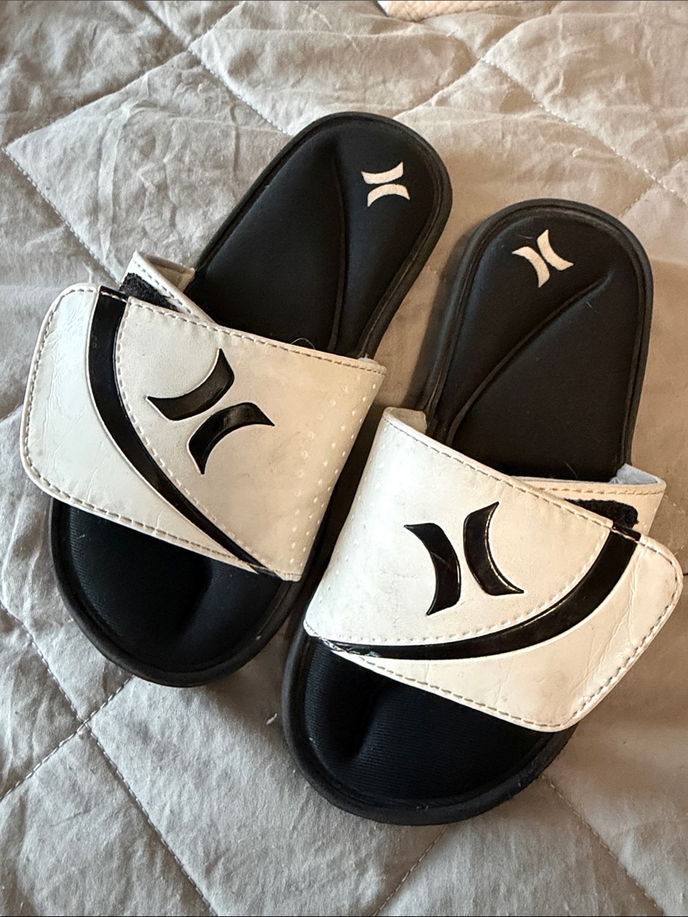 Hurley Black and White Kids Slide Sandals
